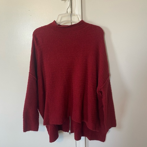 Altar'd State red oversized crewneck sweater zipper back size women's small - Picture 2 of 7